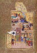 Bihzad A holy personage at the gate of a shrine consoles a son over his father-s death oil painting picture wholesale