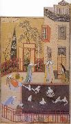 Bihzad The Master of the garden espies the maidens bathing in his pool oil painting picture wholesale